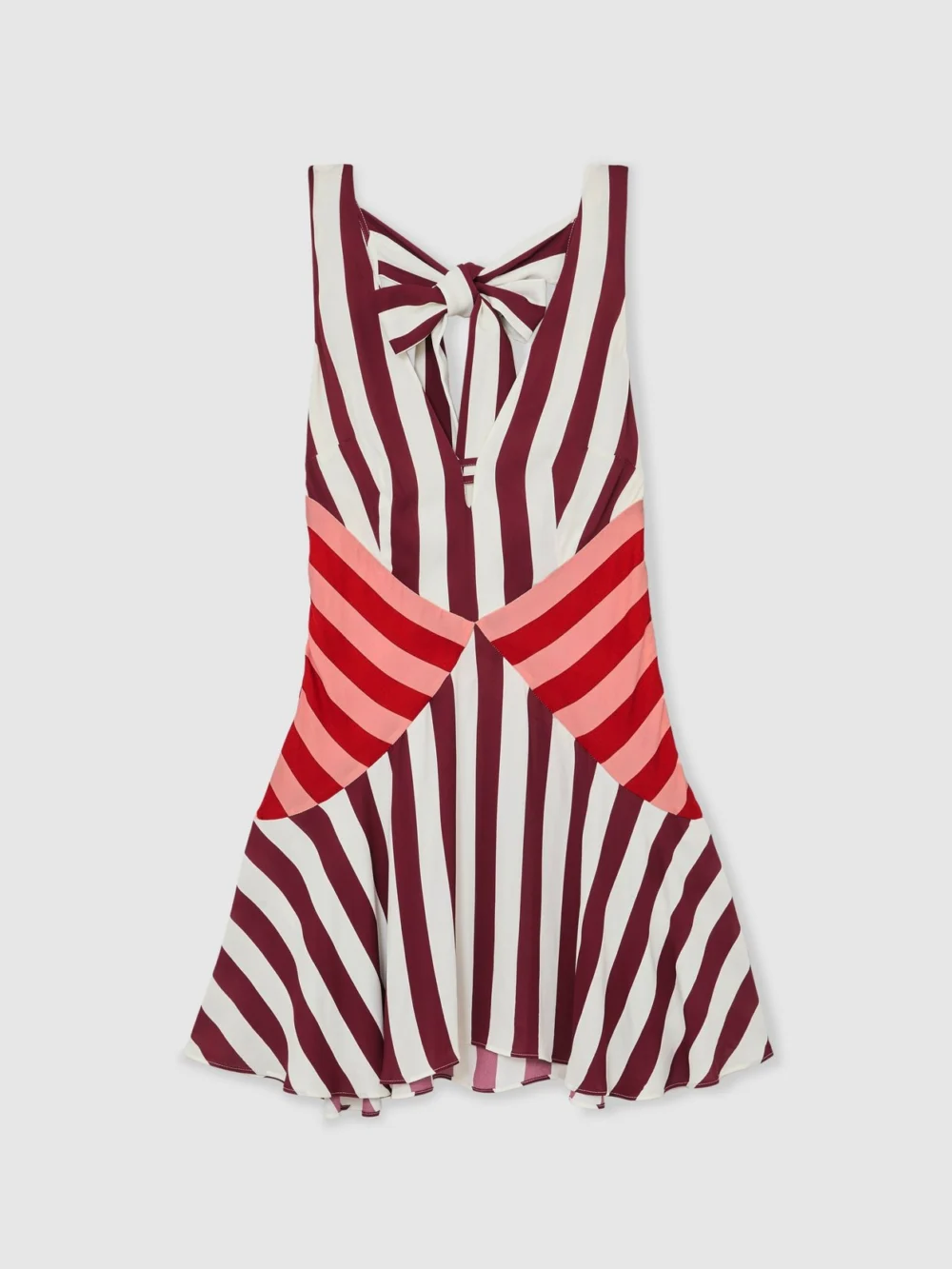 Reiss Esme Burgundy & Off White Stripe-print Sleeveless Mini Dress, 8, view 2