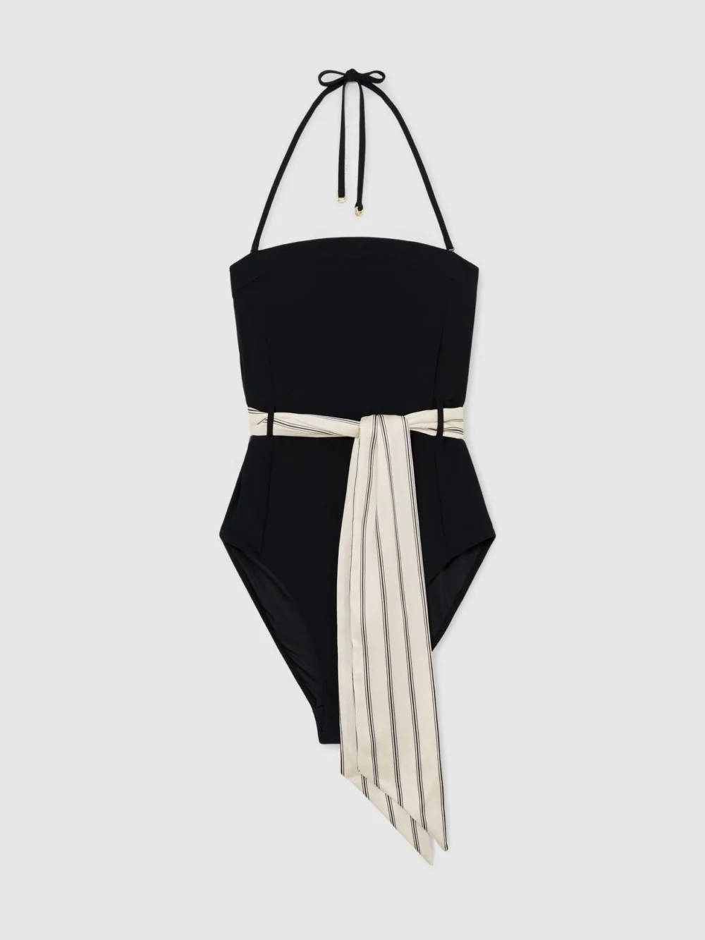 Reiss Etienne Black Print Bandeau Scarf-tie Swimsuit, view 2