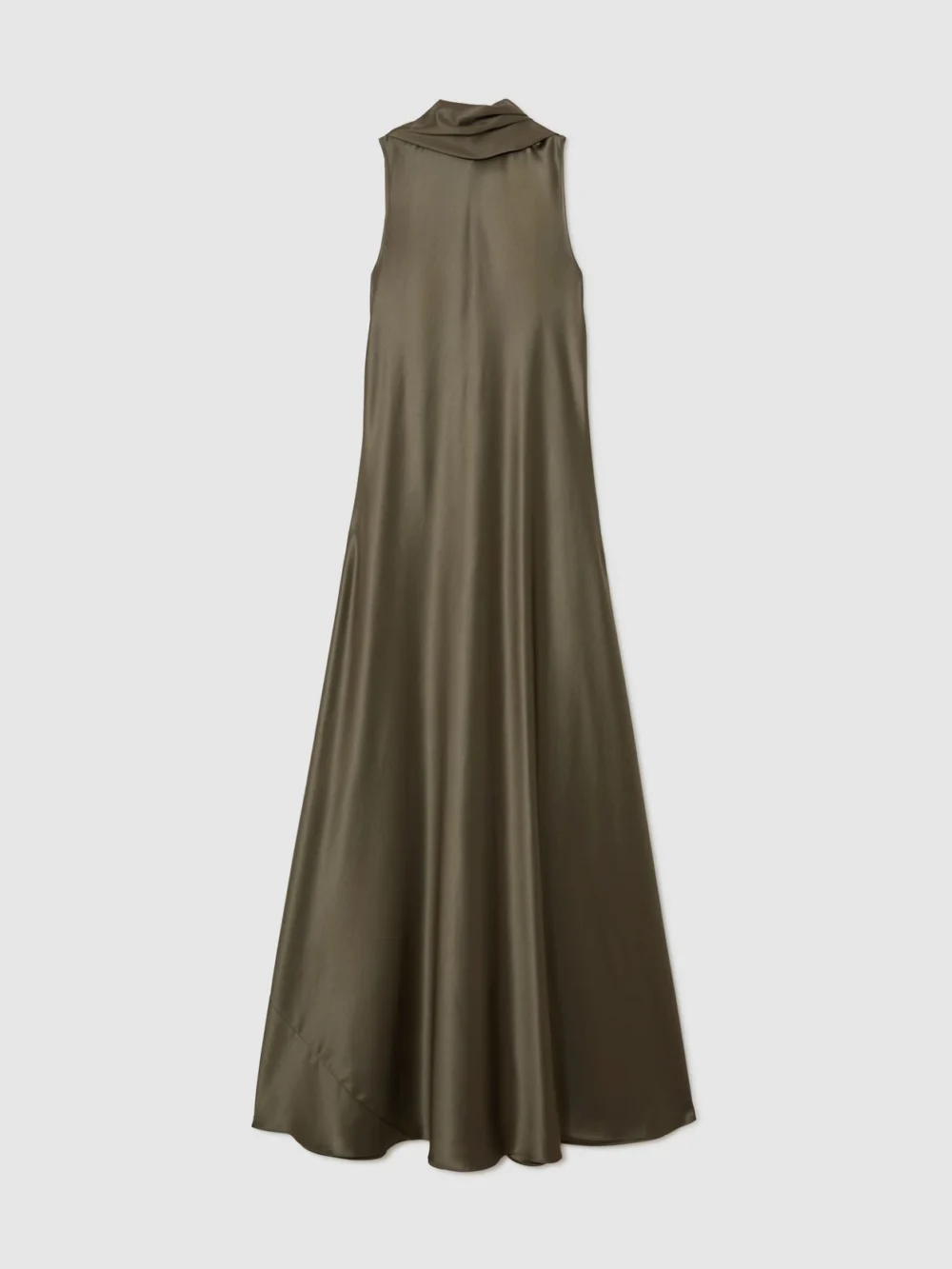 Reiss Fae Khaki Green Fae Petite Satin Cape Maxi Dress, view 2