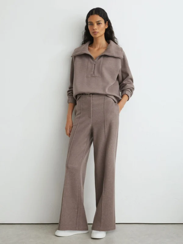 Reiss Fawn Brown Lyocell-wool Wide-leg Joggers