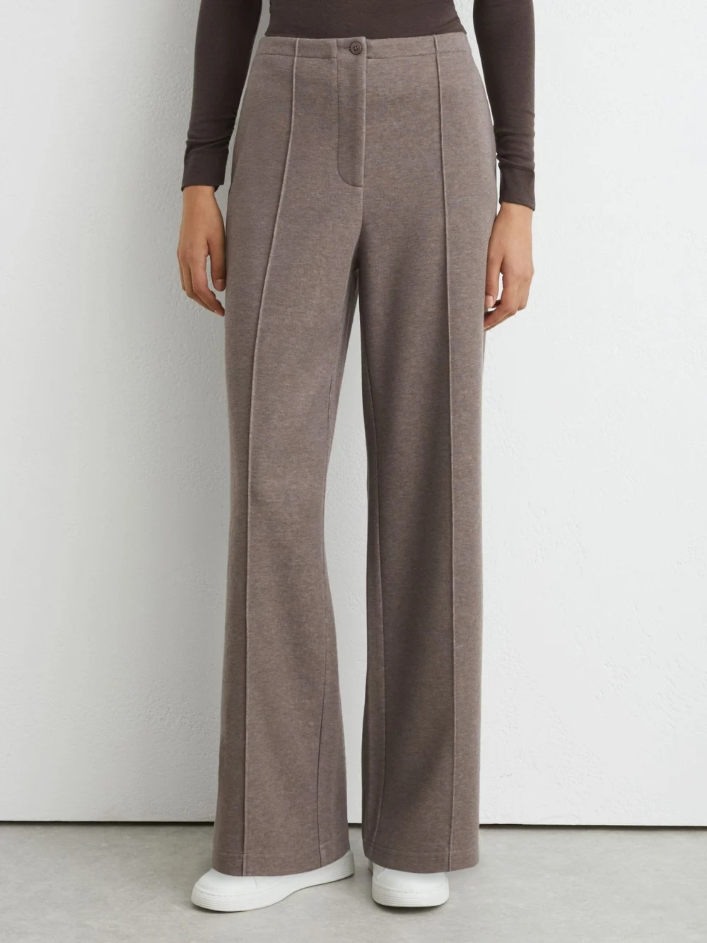 Reiss Fawn Brown Lyocell-wool Wide-leg Joggers, view 3