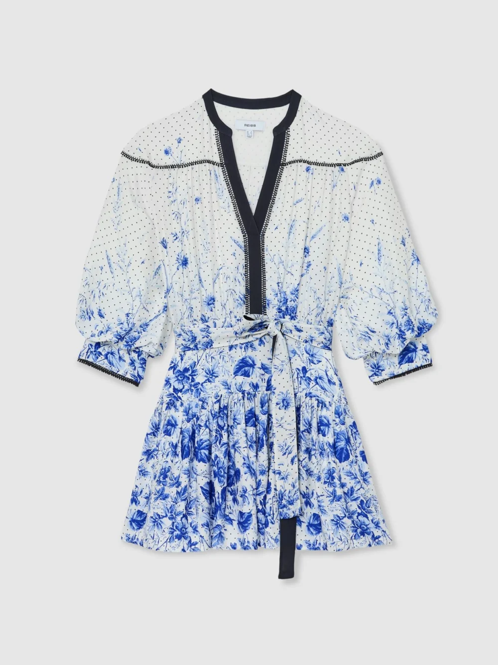 Reiss Floral-print Belted Mini Dress, view 2