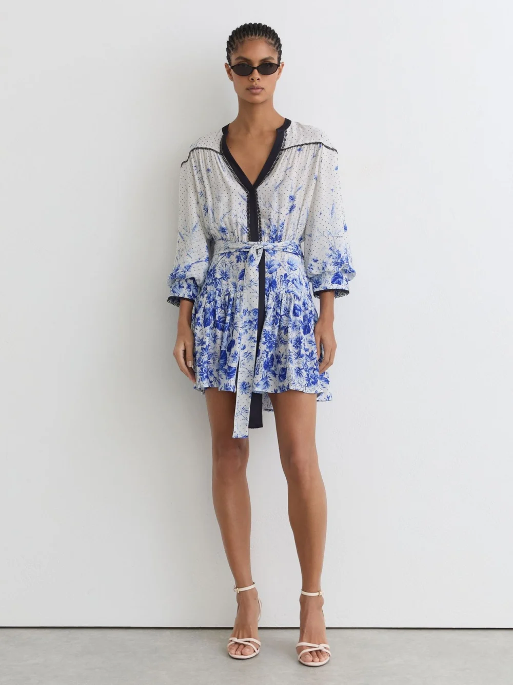 Reiss Floral-print Belted Mini Dress, view 3