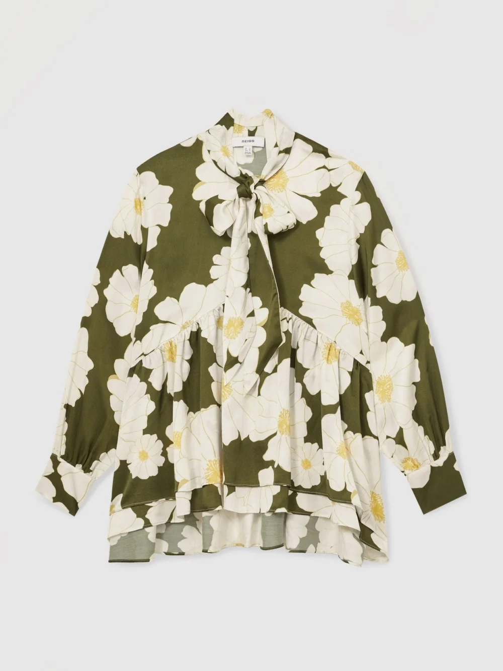 Reiss Floral Tie-neck Swing Blouse, view 2