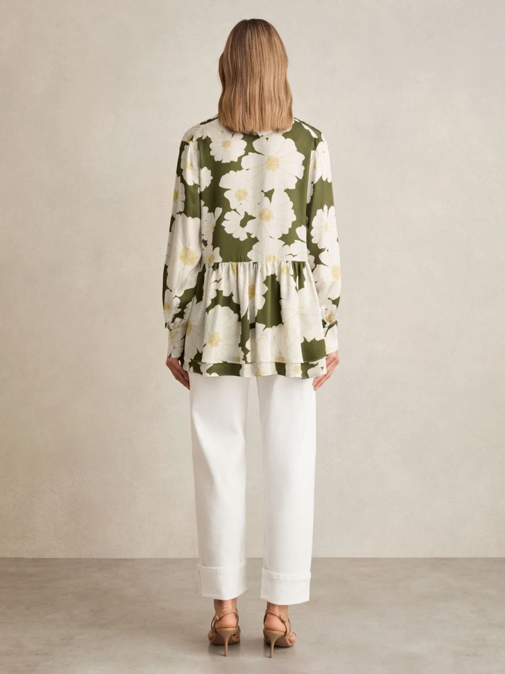 Reiss Floral Tie-neck Swing Blouse, view 4