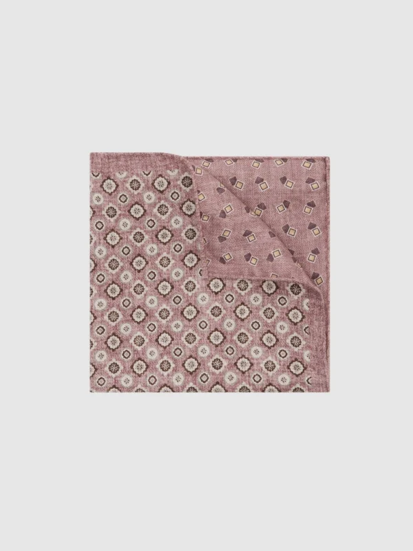 Reiss Florin Soft Pink Silk Floral Medallion-print Pocket Square