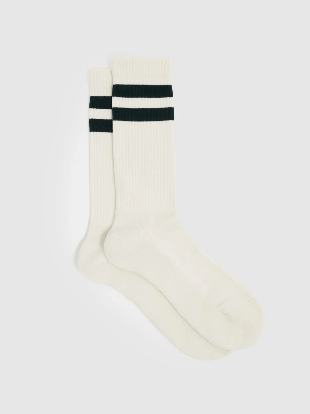 Reiss Forest Green & Ecru Cotton-blend Double-stripe Socks in forest green/ecru