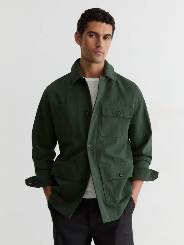 Reiss Forest Green Cotton-canvas Four-pocket Chore Jacket