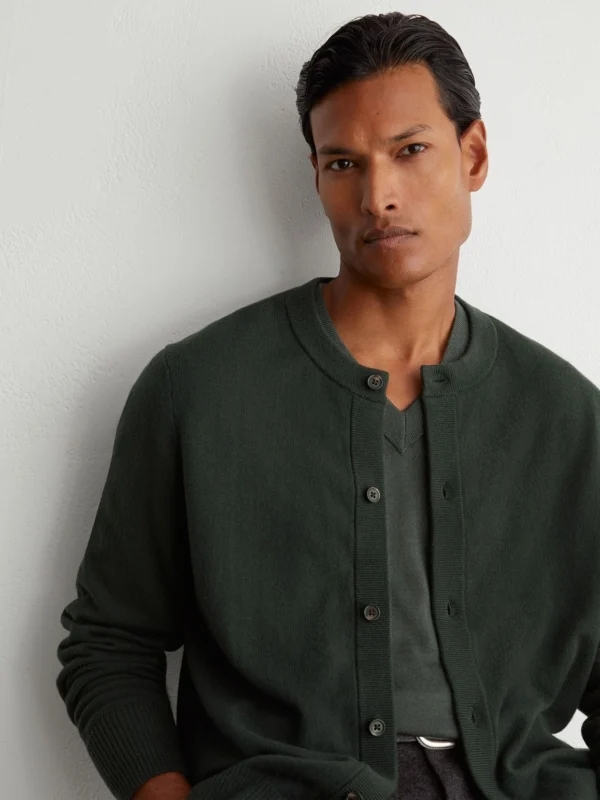 Reiss Forest Green Wool-cashmere Jersey-knit Cardigan