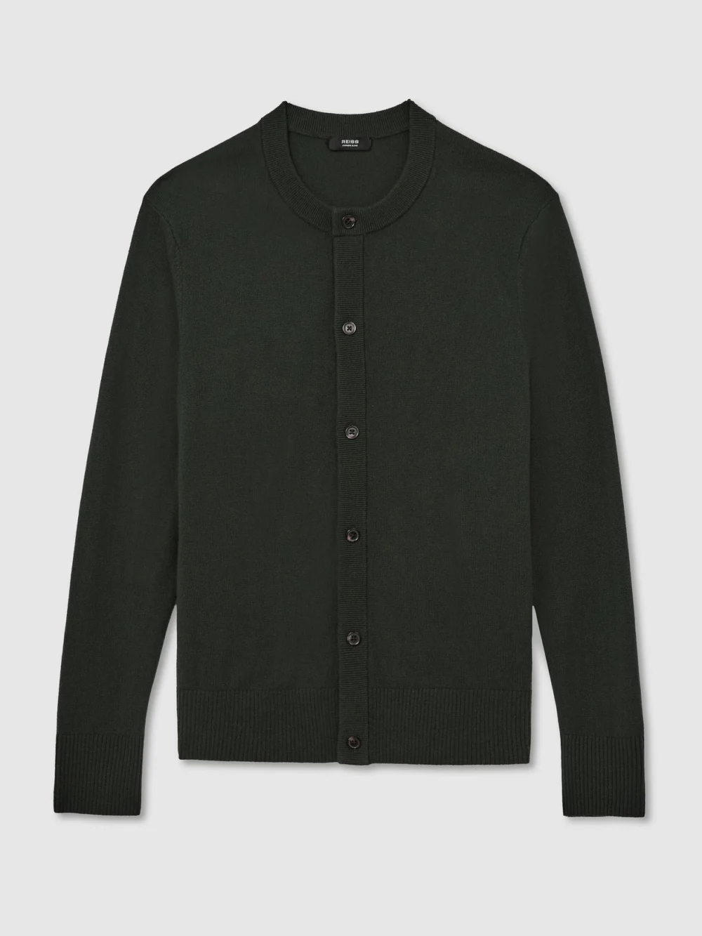 Reiss Forest Green Wool-cashmere Jersey-knit Cardigan, view 2