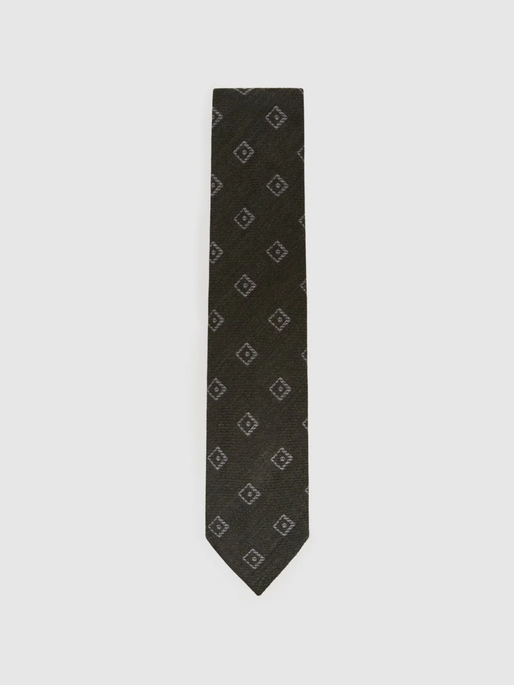 Reiss Forest Green Wool-silk Diamond-medallion Unlined Tie,, view 2