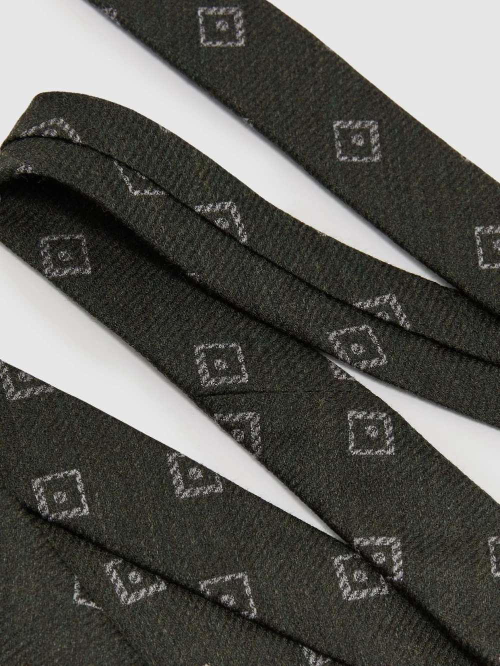 Reiss Forest Green Wool-silk Diamond-medallion Unlined Tie,, view 3
