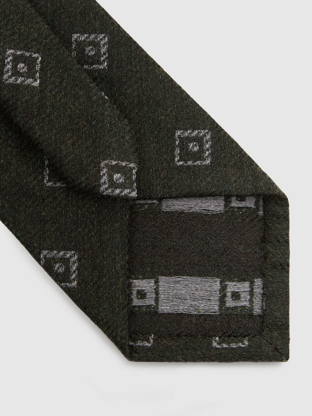 Reiss Forest Green Wool-silk Diamond-medallion Unlined Tie,, view 4