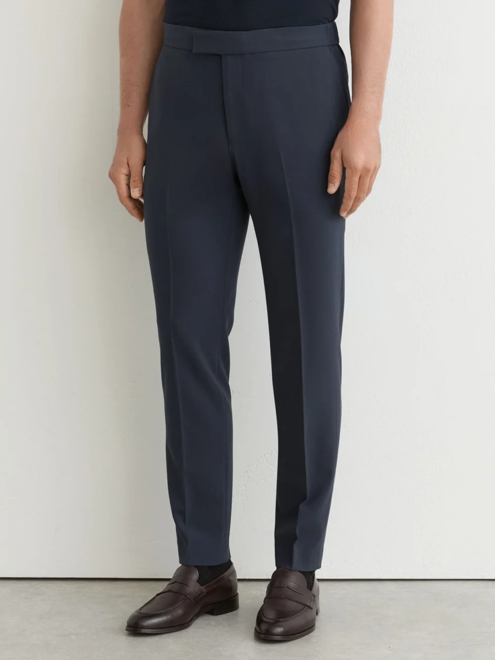 Reiss Found Airforce Blue Slim Fit Stretch Slim-fit Drawstring Trousers, view 3