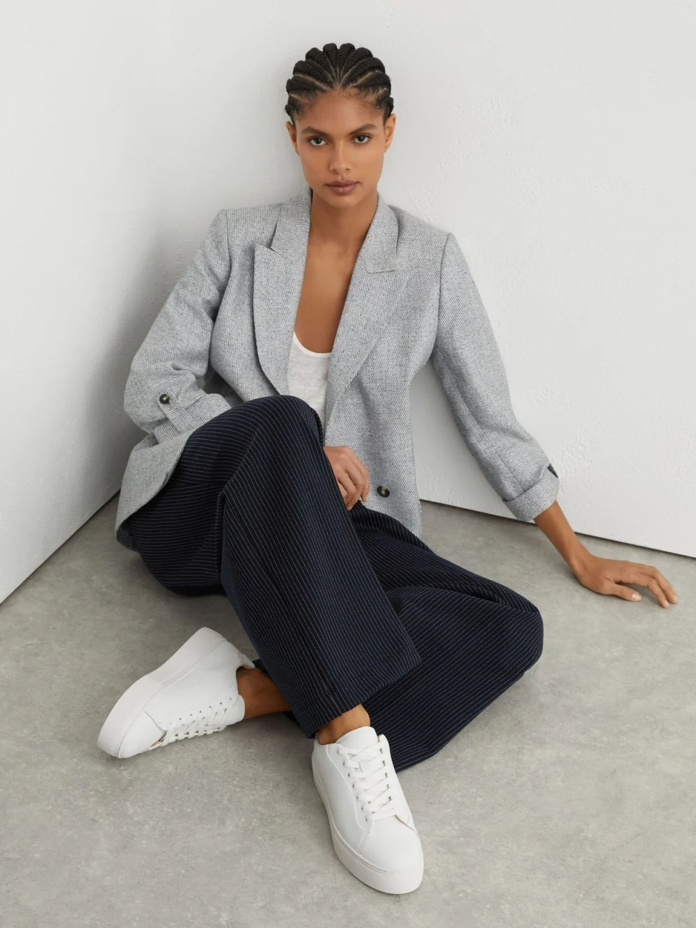 Reiss Francesca Trainers Leather Plain in white