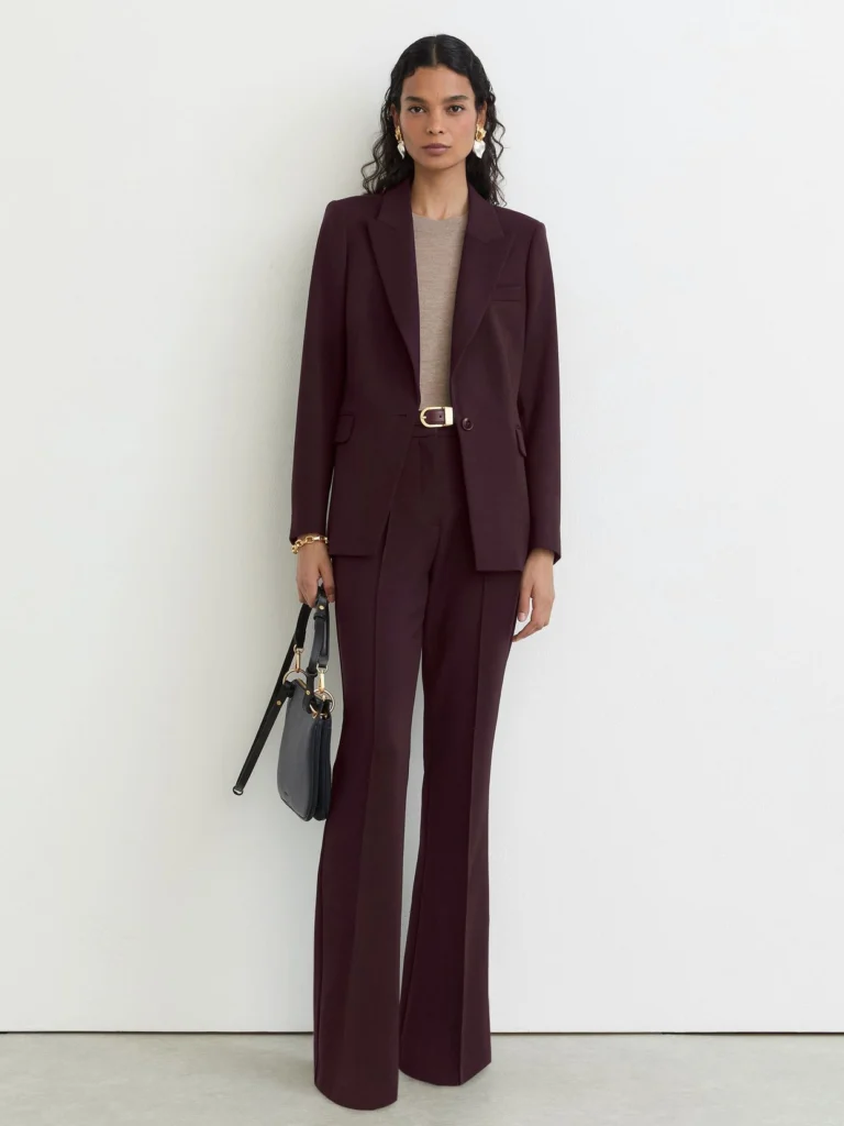 Reiss Gabi Berry Flared Suit Trousers, 10
