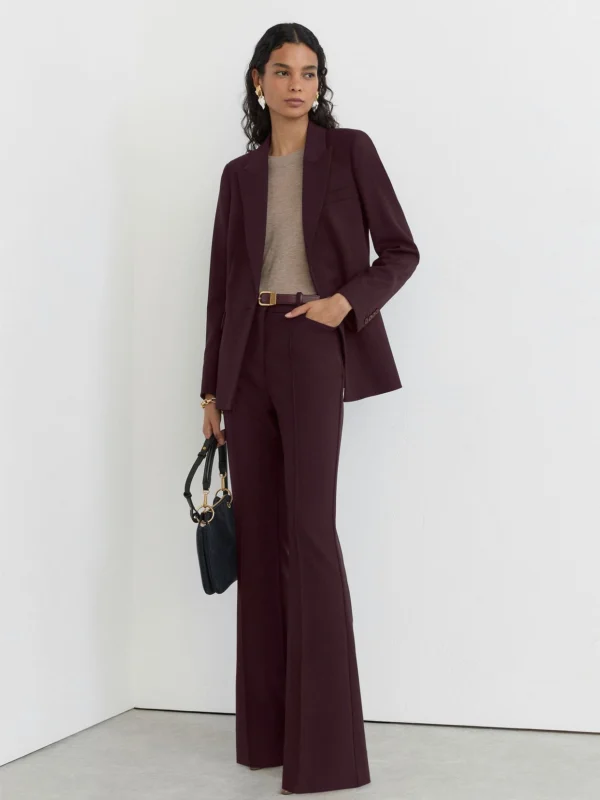 Reiss Gabi Berry Petite Flared Suit Trousers, 10