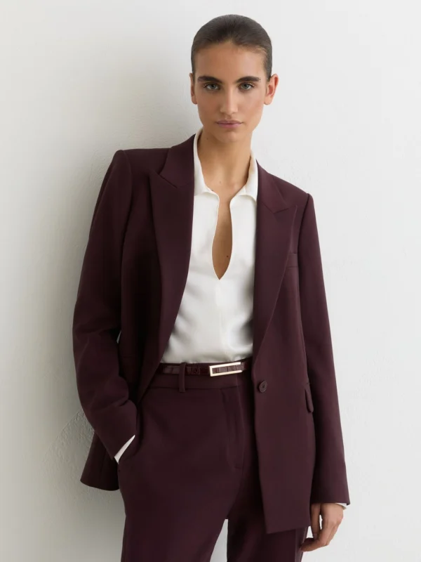 Reiss Gabi Petite Tailosingle Breasted Suit Blazer, Dark Red