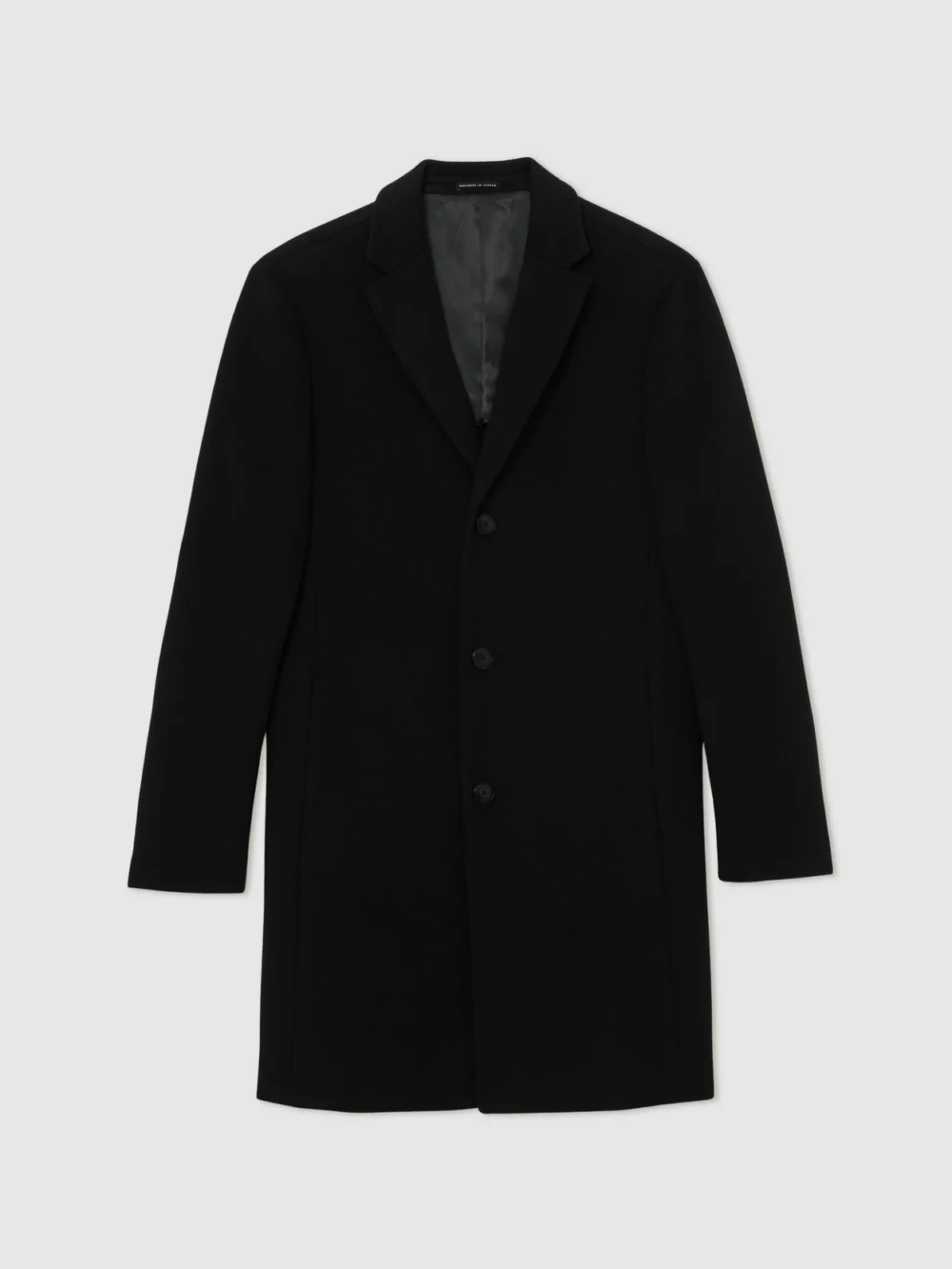 Reiss Gable Men's Black Wool-blend Single-breasted Overcoat, view 2