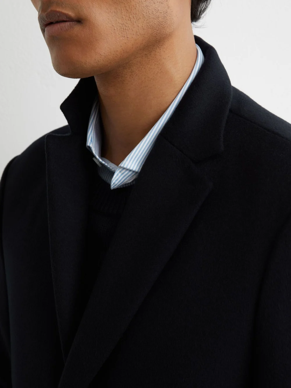 Reiss Gable Men's Navy Wool-blend Single-breasted Overcoat, view 4