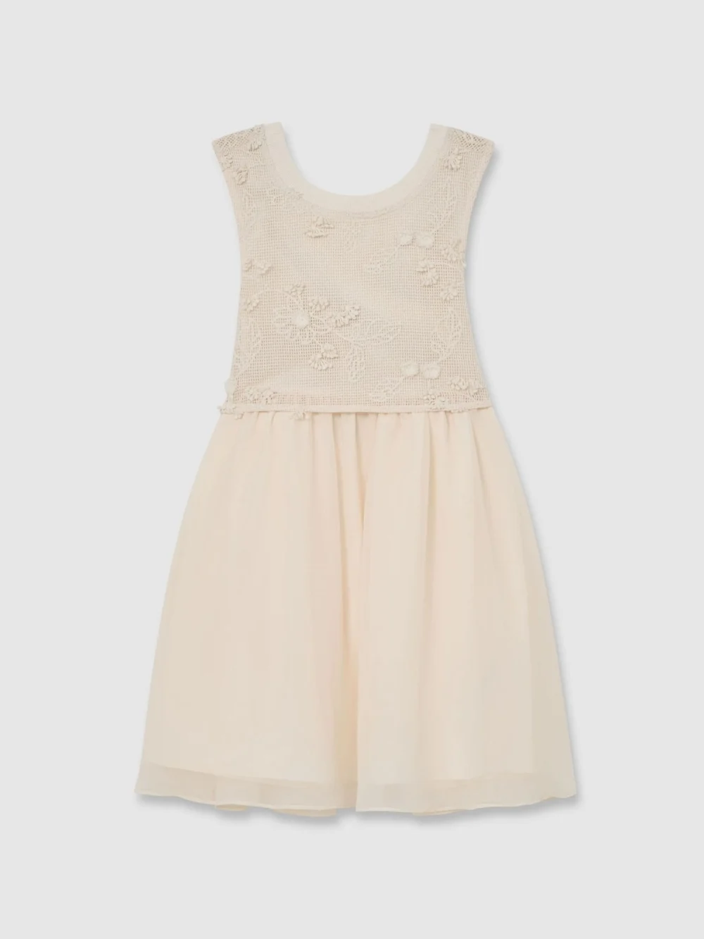 Reiss Gianna Neutral 9-13 yrs Floral-embroidered Latticework Dress, 11-12 Years, view 2