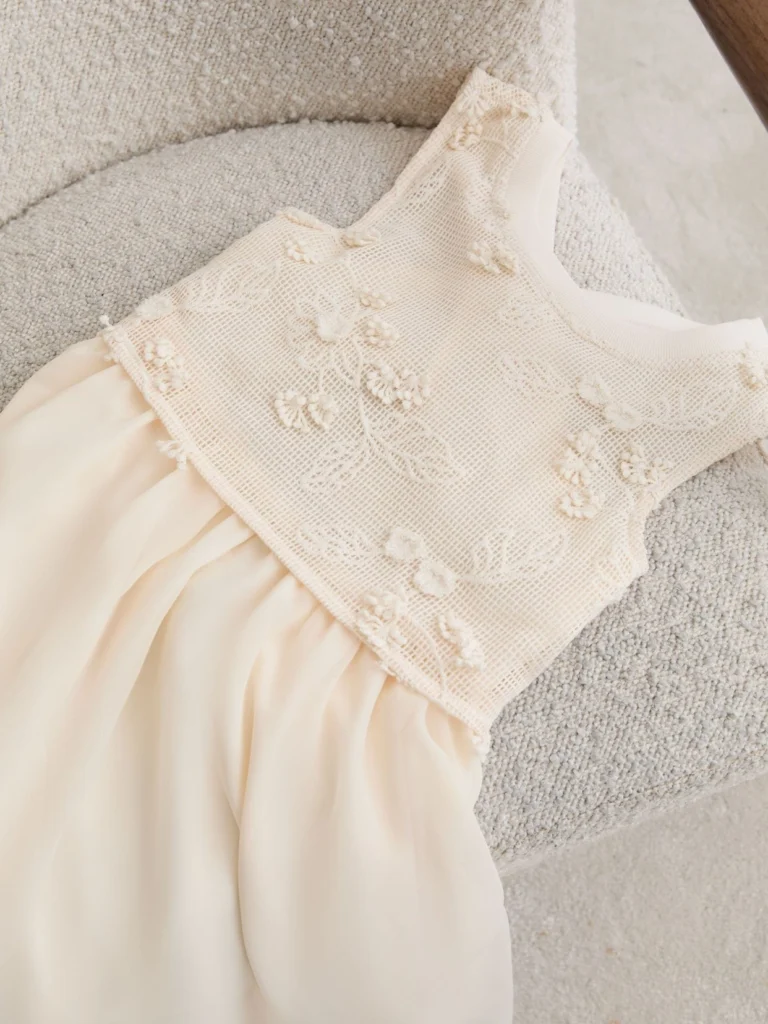 Reiss Gianna Neutral 9-13 yrs Floral-embroidered Latticework Dress, 9-10 Years