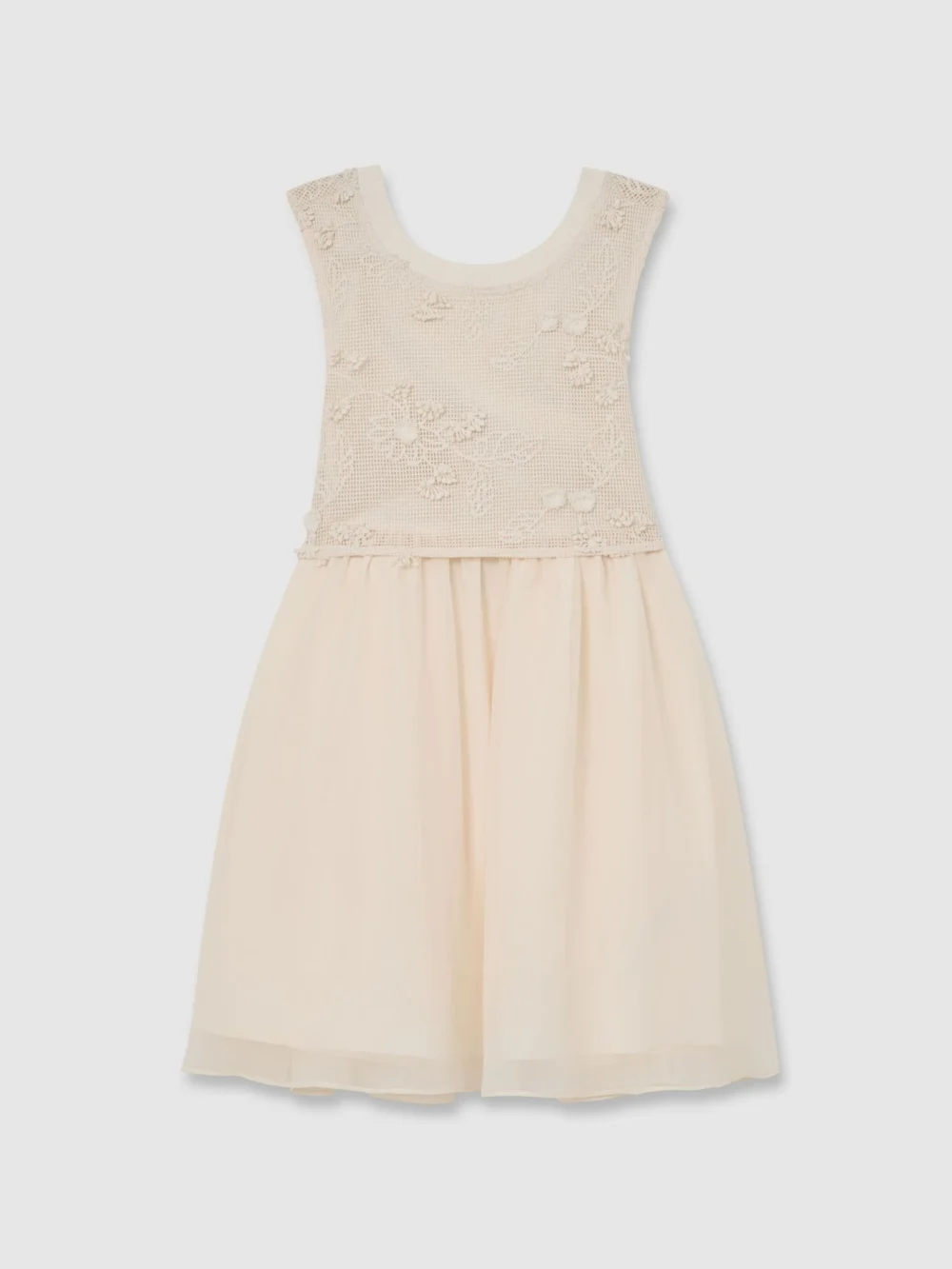 Reiss Gianna Neutral 9-13 yrs Floral-embroidered Latticework Dress, 9-10 Years, view 2