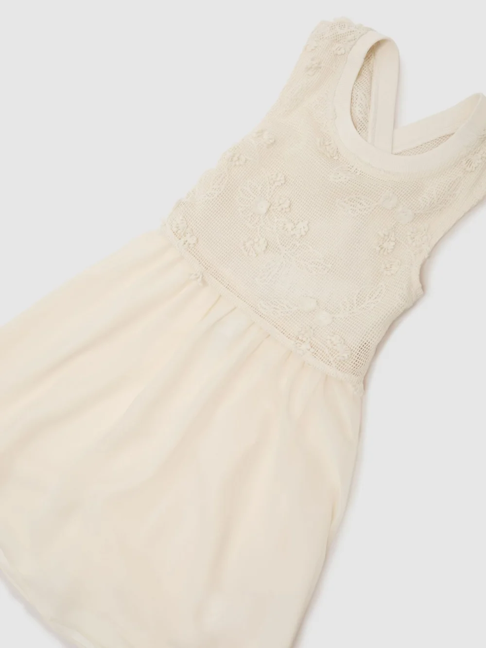 Reiss Gianna Neutral 9-13 yrs Floral-embroidered Latticework Dress, 9-10 Years, view 3
