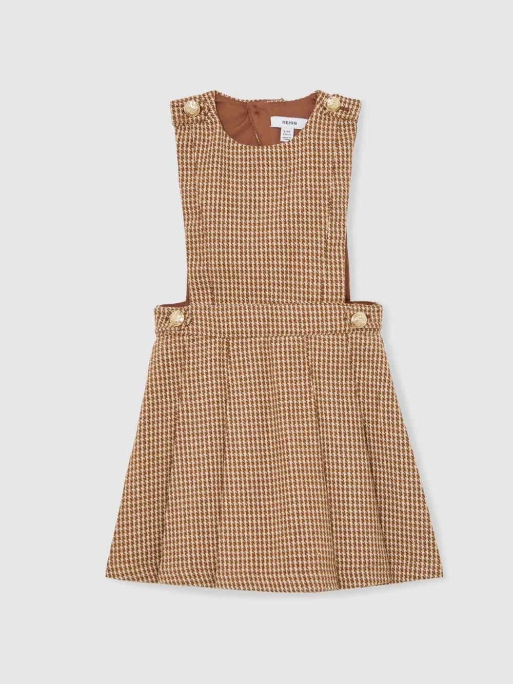 Reiss Girls Brown & White Pinafore Dress, view 2