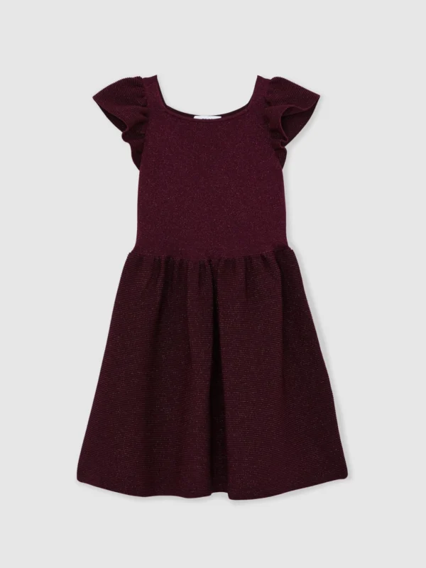 Reiss Girls Burgundy Knitted Mini Dress