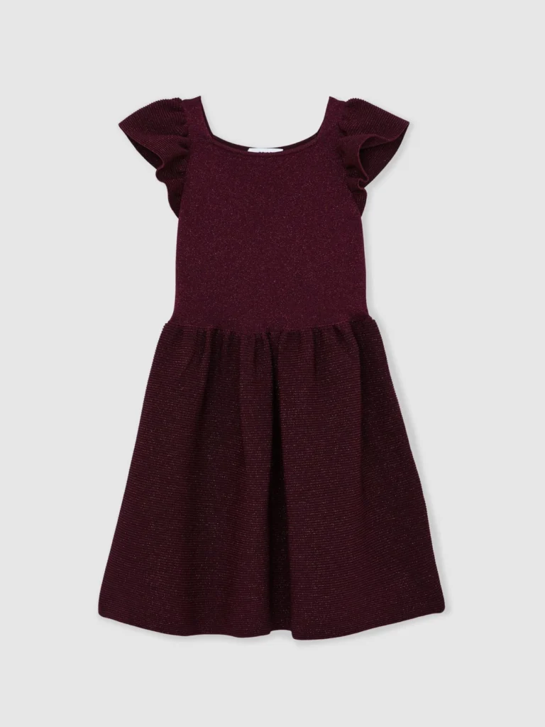 Reiss Girls Burgundy Knitted Mini Dress