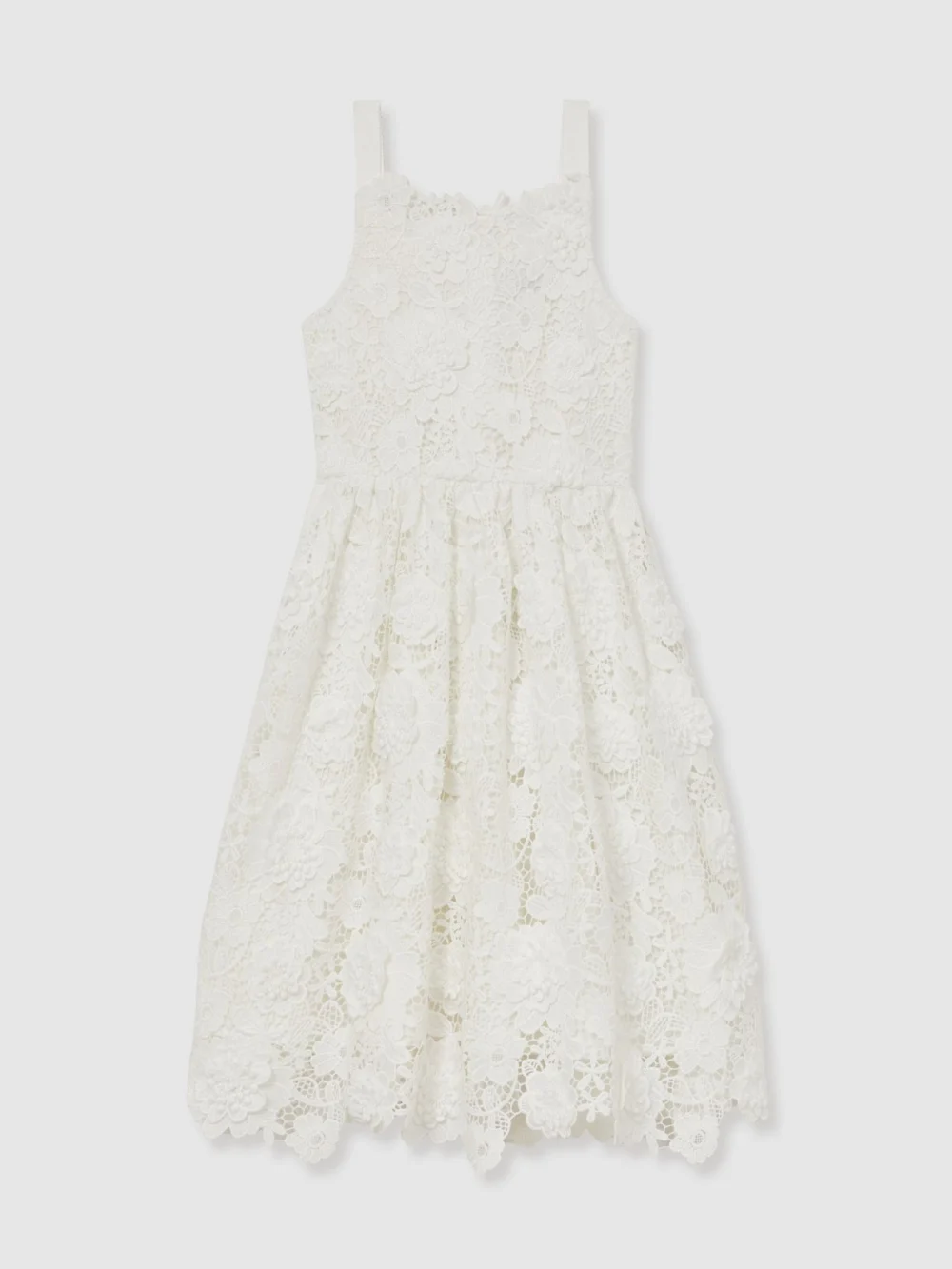 Reiss Girls Cream Guipure Lace Midi Dress