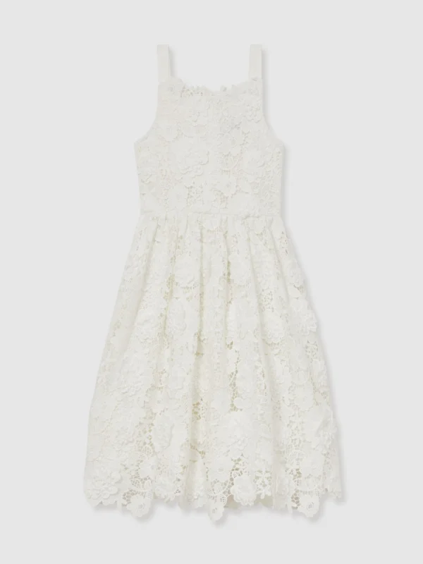 Reiss Girls Cream Guipure Lace Midi Dress