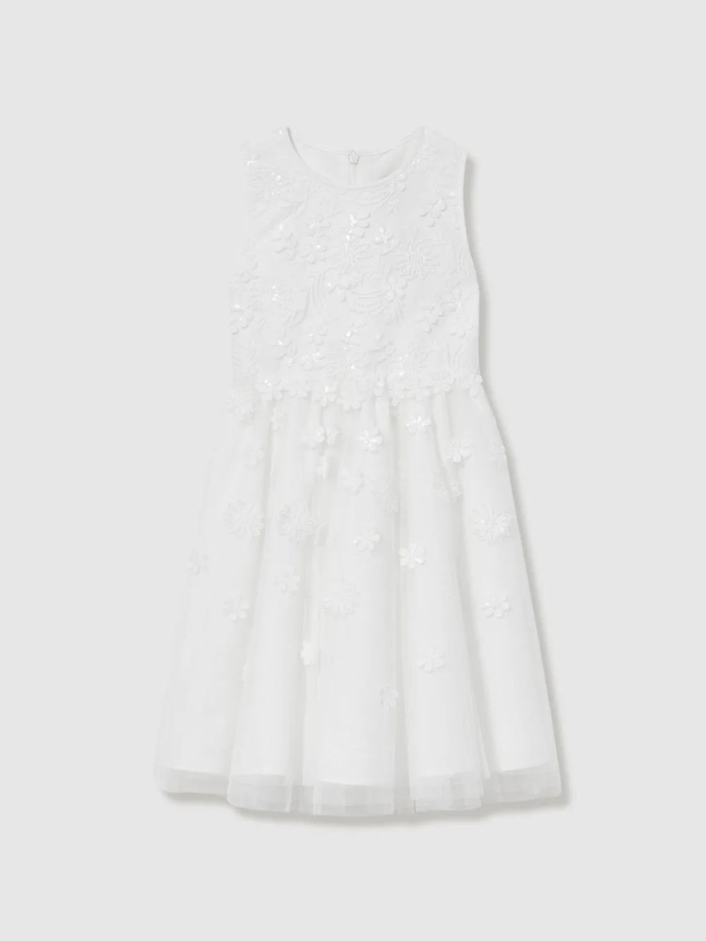 Reiss Girls Cream Tulle Floral Embroidered Bridesmaid Dress