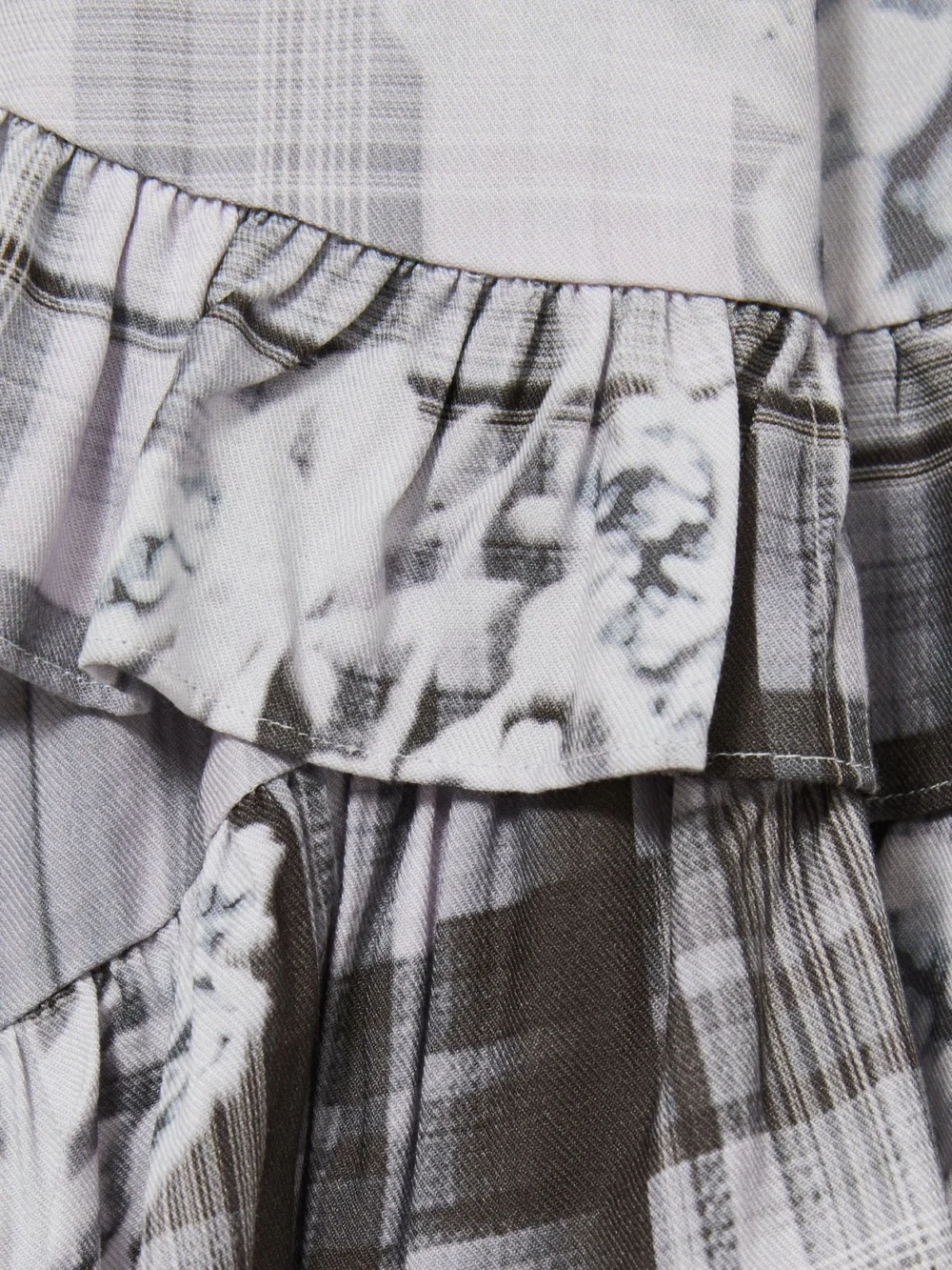 Reiss Girls Grey & White Floral Print Tiered-Frill Dress, view 4