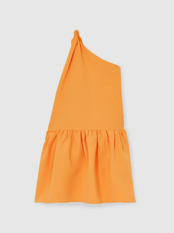 Reiss Girls Orange One-Shoulder Tiered Dress