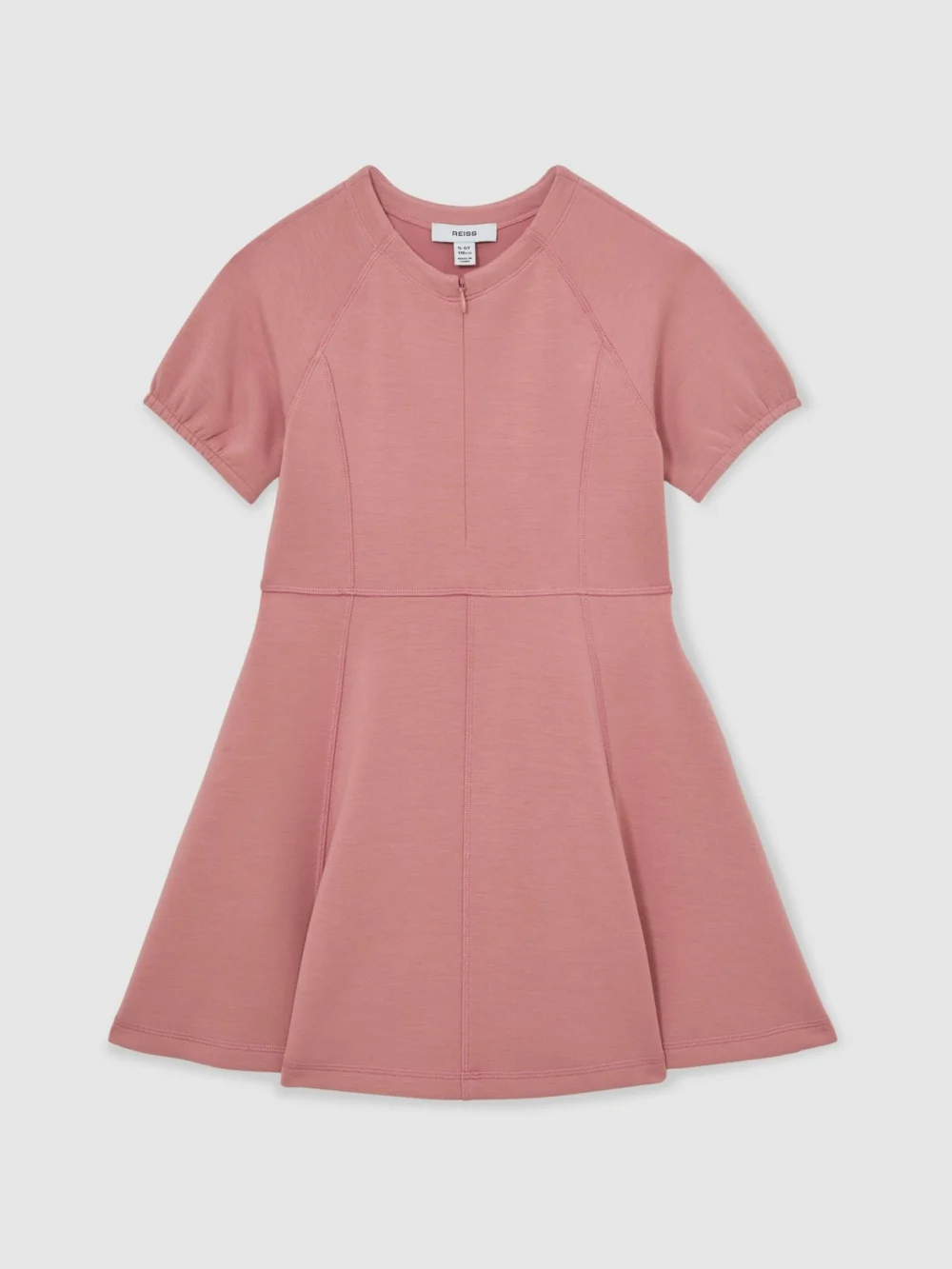 Reiss Girls Pink Modal Premium Interlock Jersey Dress, view 2