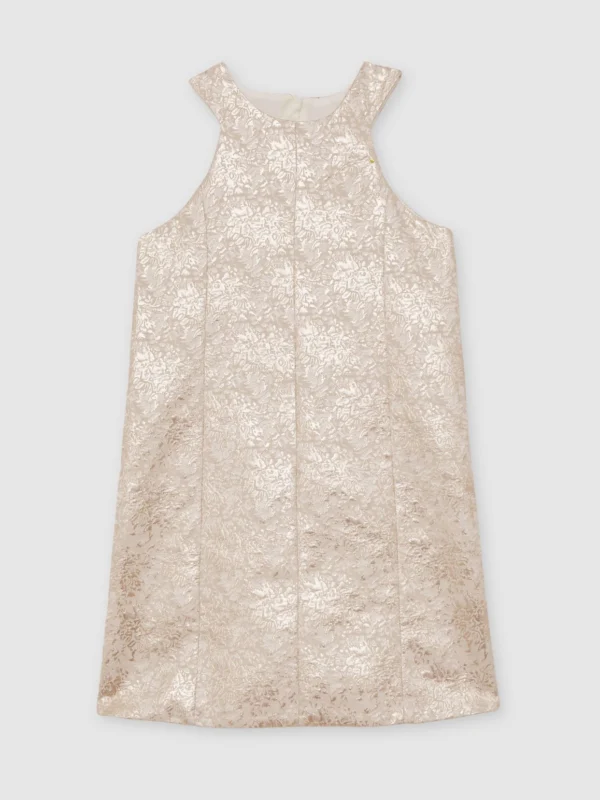 Reiss Girls Silver Jacquard Shift Dress