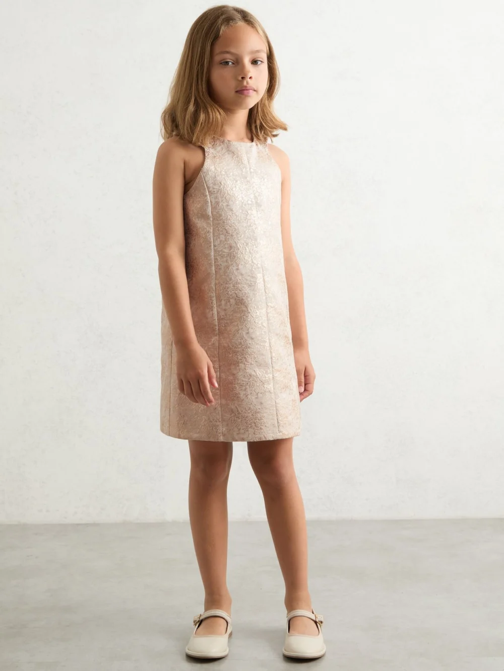 Reiss Girls Silver Jacquard Shift Dress, view 2