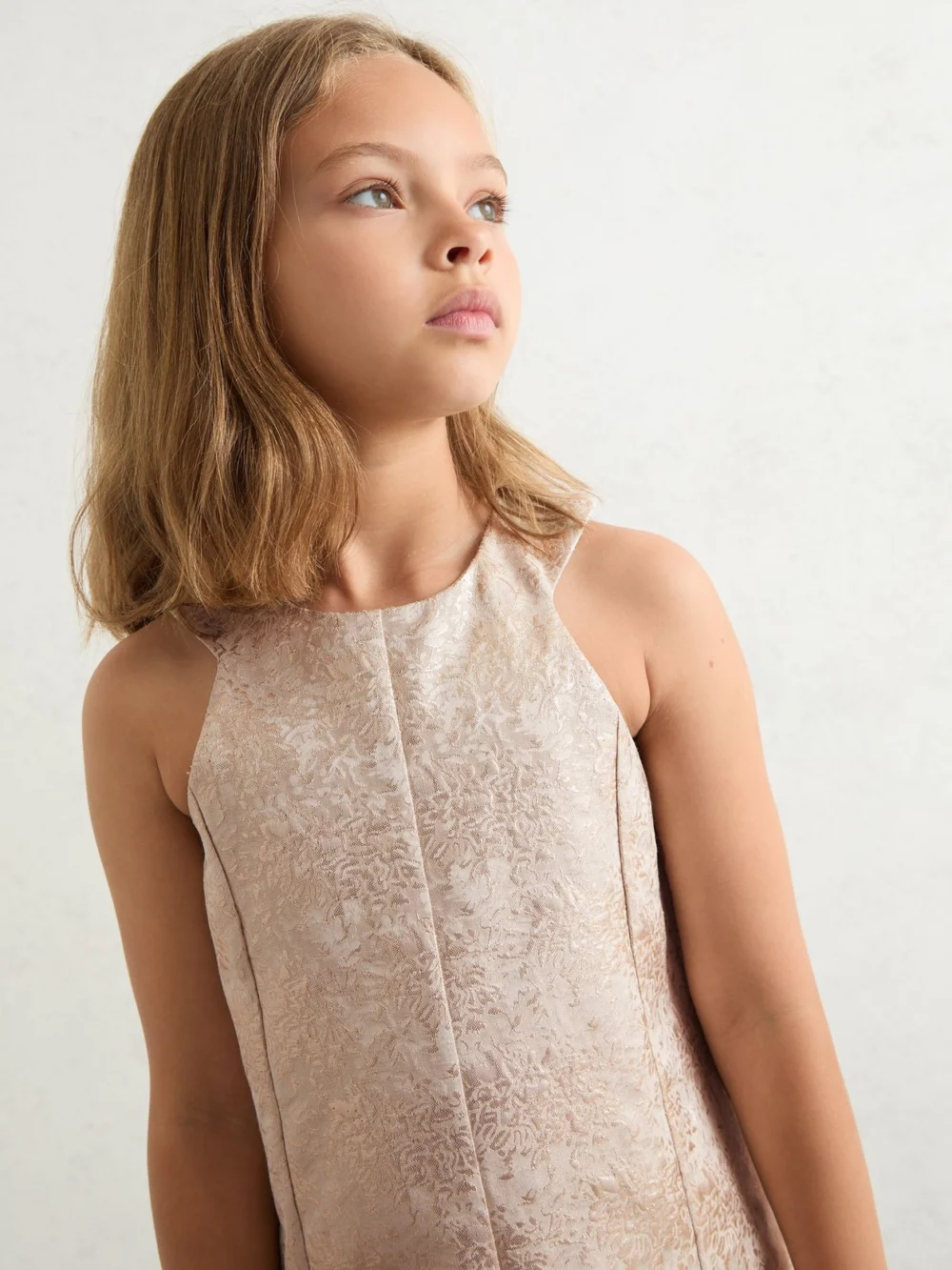 Reiss Girls Silver Jacquard Shift Dress, view 3