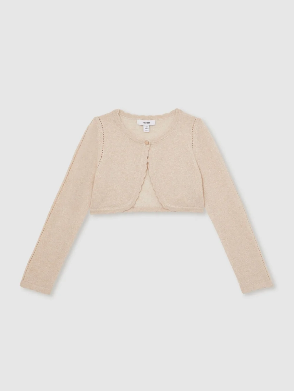 Reiss Gold 9-13 yrs Wool-blend Metallic Bolero Cardigan, view 2