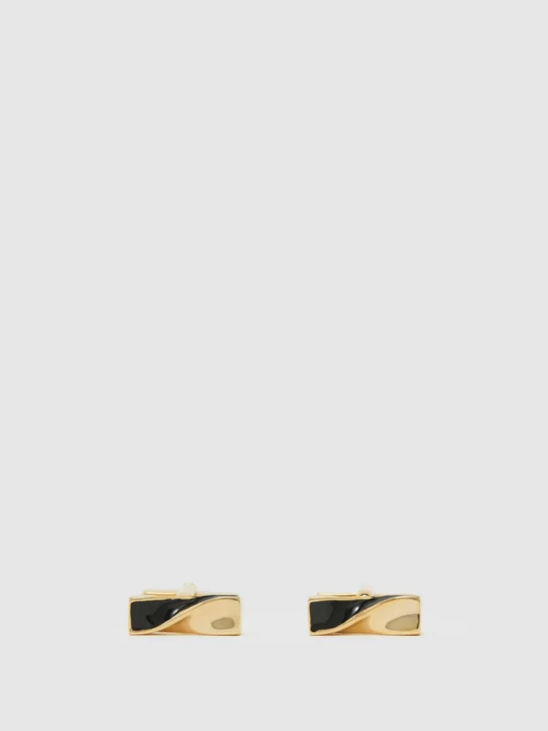 Reiss Gold & Black Twisted Bar Cufflinks,