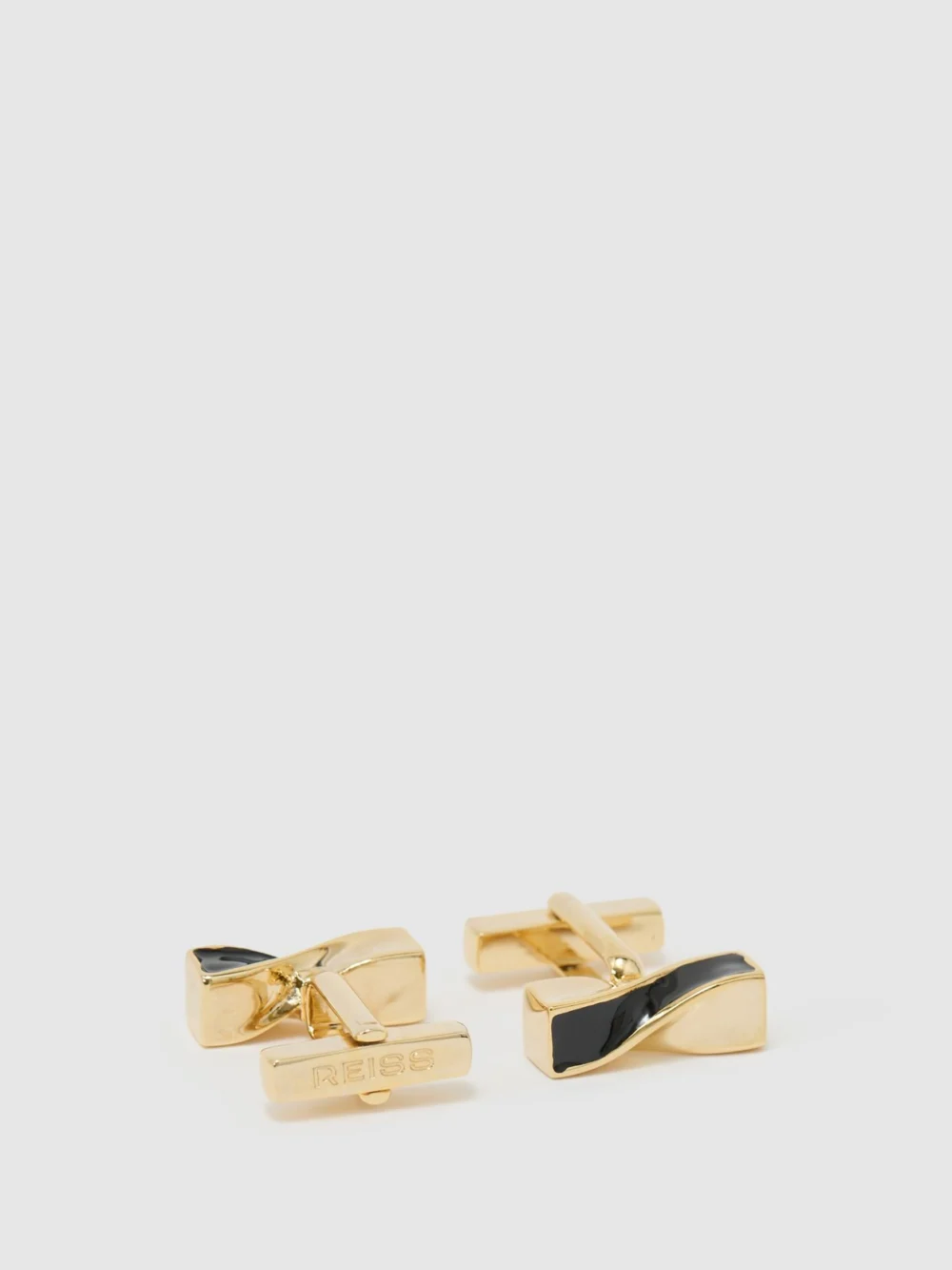 Reiss Gold & Black Twisted Bar Cufflinks,