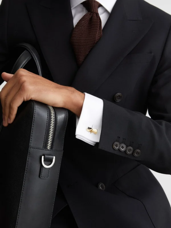 Reiss Gold & Black Twisted Bar Cufflinks,, view 4