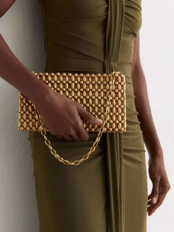 Reiss Gold Beaded Shoulder Bag,