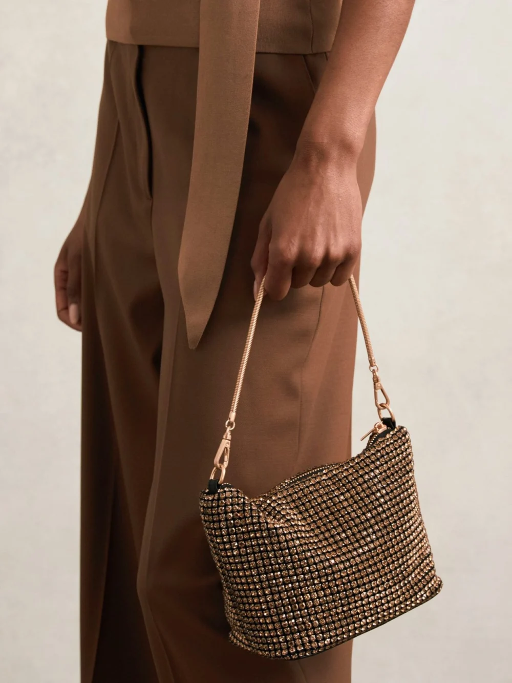 Reiss Gold Crystal Bracelet Pouch Bag,