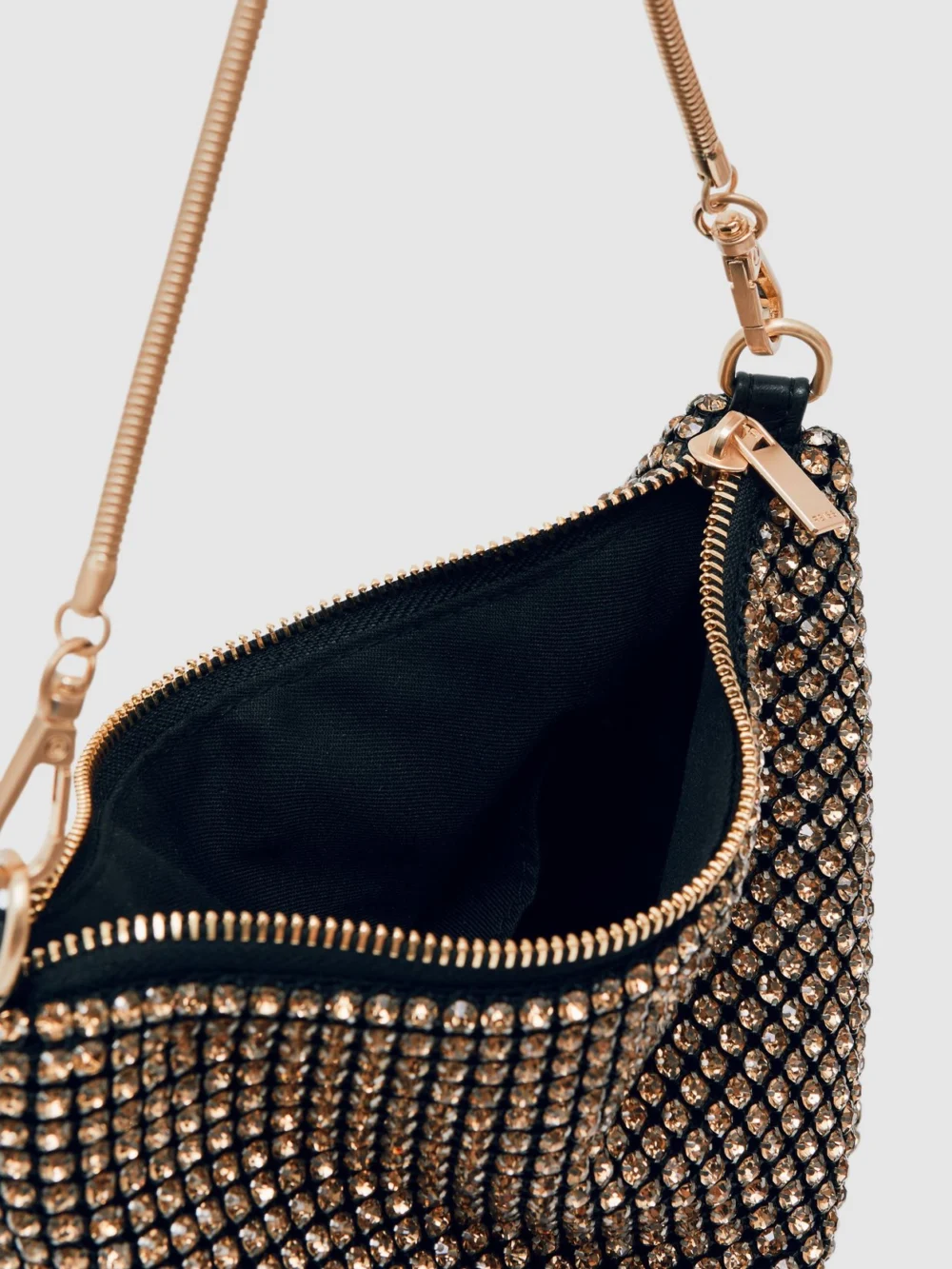 Reiss Gold Crystal Bracelet Pouch Bag,, view 3