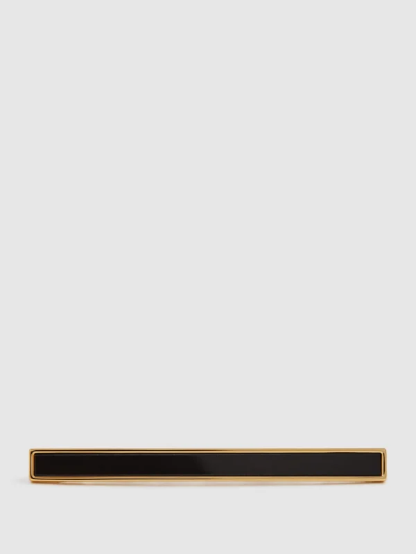 Reiss Gold Onyx Tie Bar