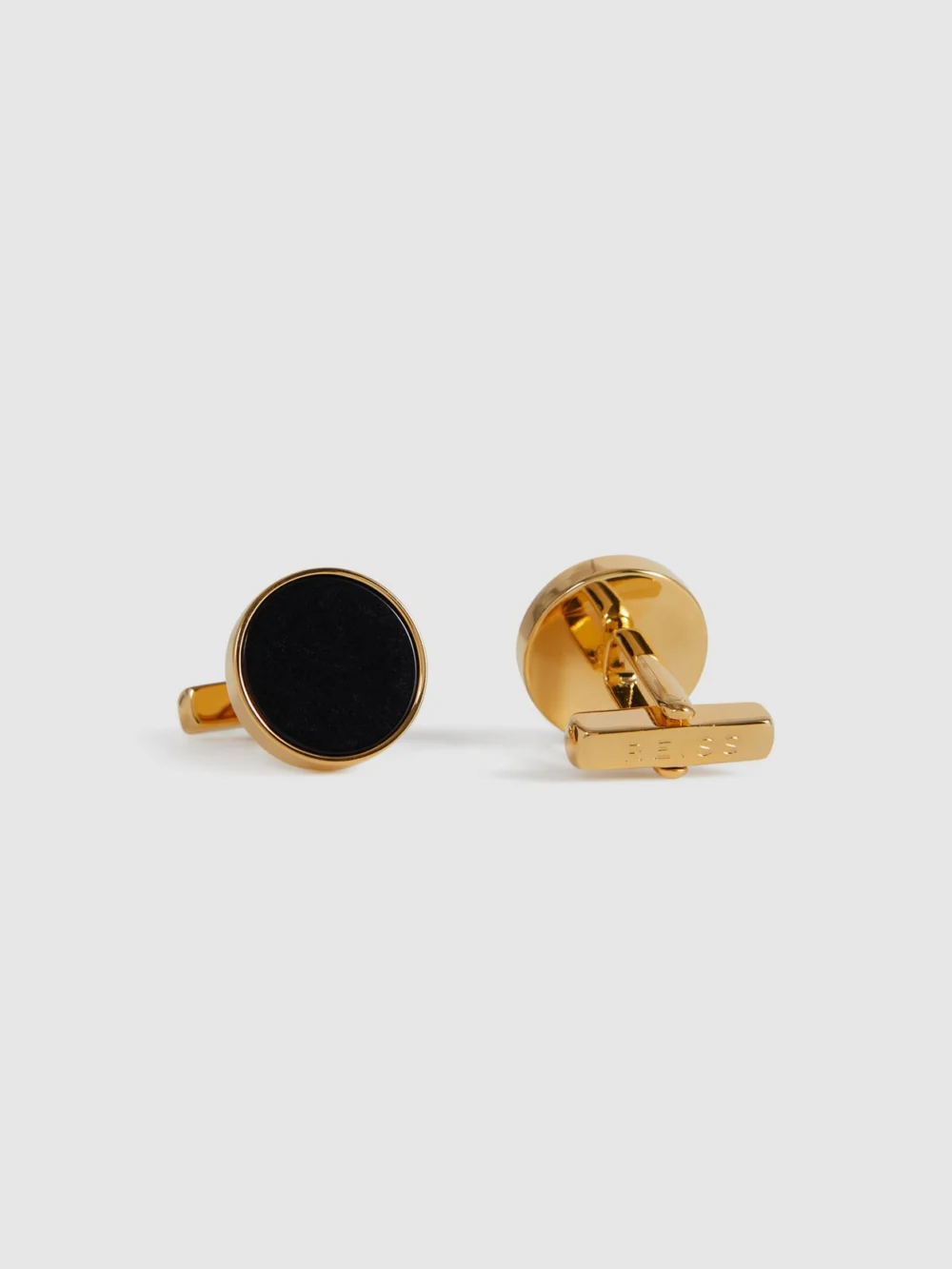 Reiss Gold Round Mother of Pearl Cufflinks, view 3