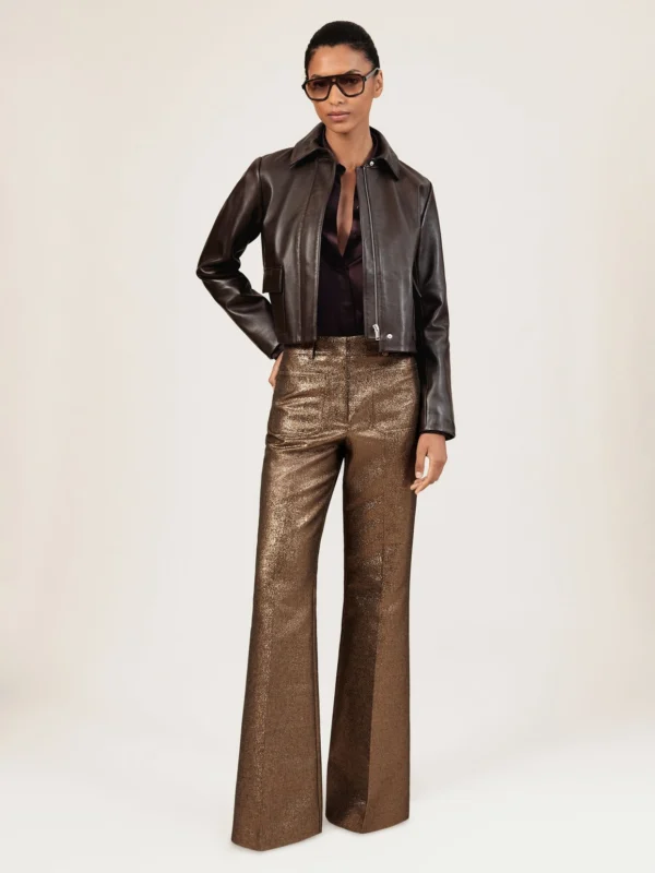 Reiss Gold Sienna Petite Sparkle Patch-pocketd Trousers